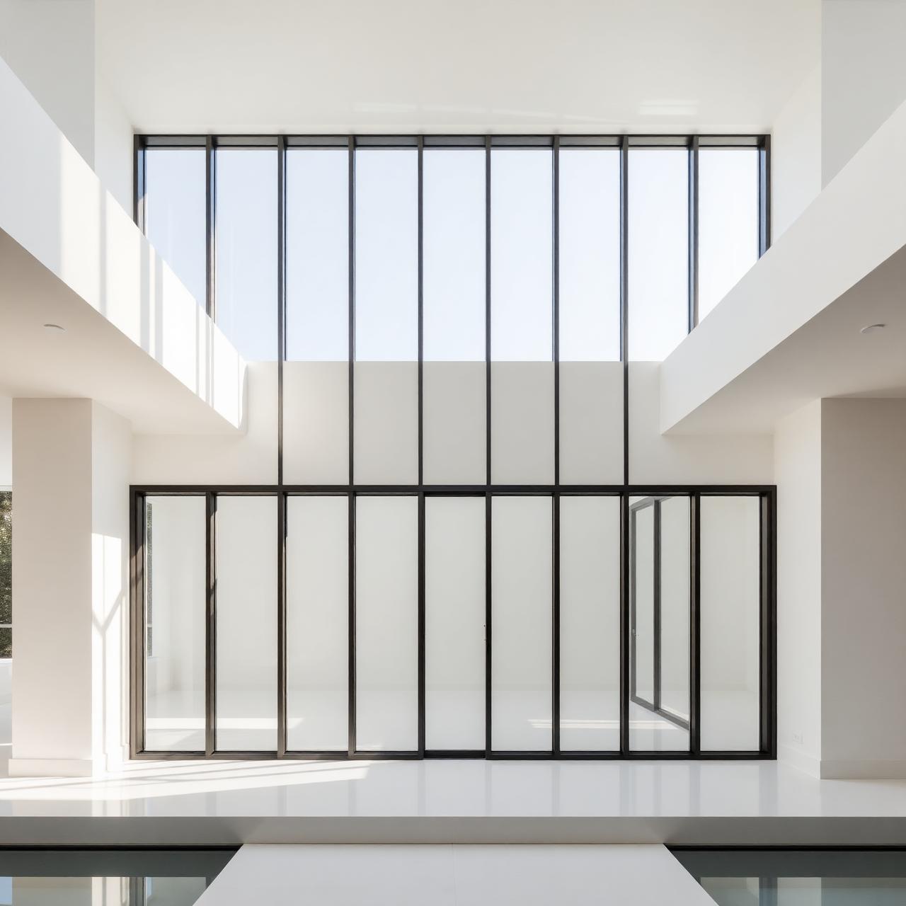 Crystal clear floor-to-ceiling windows on a modern home